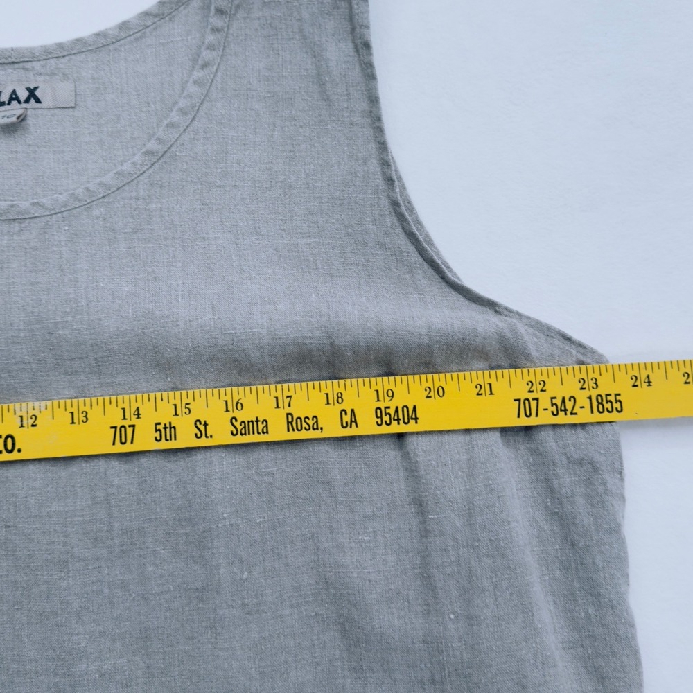FLAX 100% Linen 2 Piece Set Cardigan and Tank Top Oatmeal Womens 1G Lagenlook - Picture 11 of 12